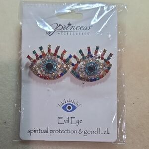 Multicolored Evil Eye Earrings by Princess Accessories